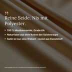 Reine Seide statt Polyester: 100 % Maulbeerseide, Grade 6A